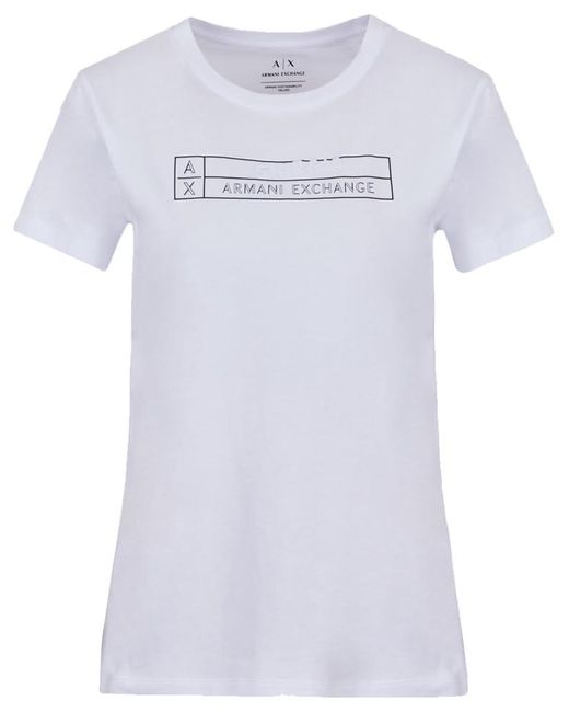 Emporio Armani White A | X Armani Exchange Short Sleeve Ax Logo T-shirt