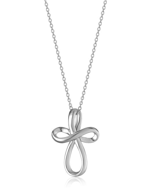 Amazon Essentials Black Amazon Collection Sterling Silver Infinity Cross Pendant Necklace 18"