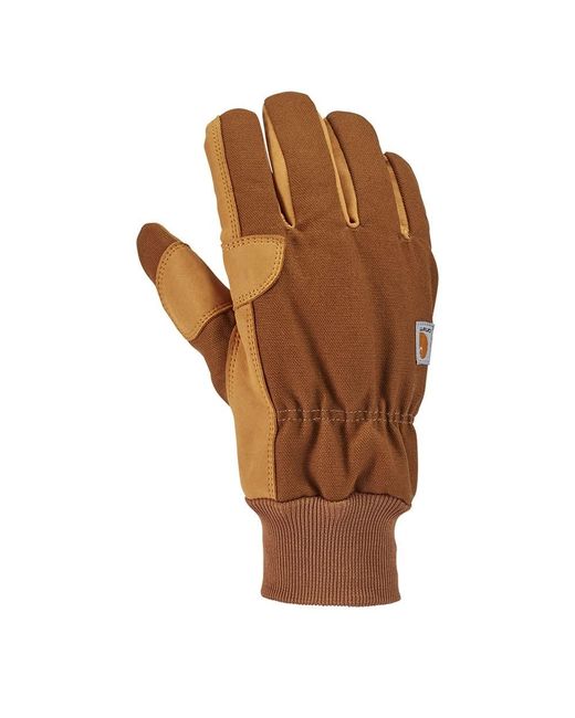 Carhartt Brown Insulated Duck Synthetic Leather Knit Cuff Glove for men