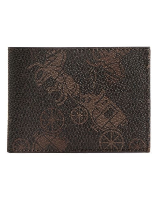 COACH Black Slim Billfold In Large Horse And Carriage Coated Canvas for men