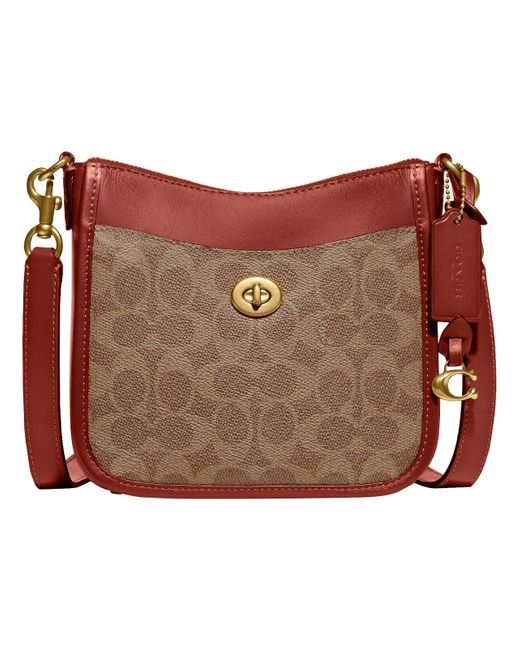 COACH Coated Canvas Signature Chaise Crossbody 19 in Brown Lyst