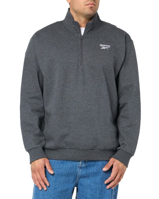 Reebok Gray Identity Small Logo Fleece 1/4 Zip Sweatshirt for men