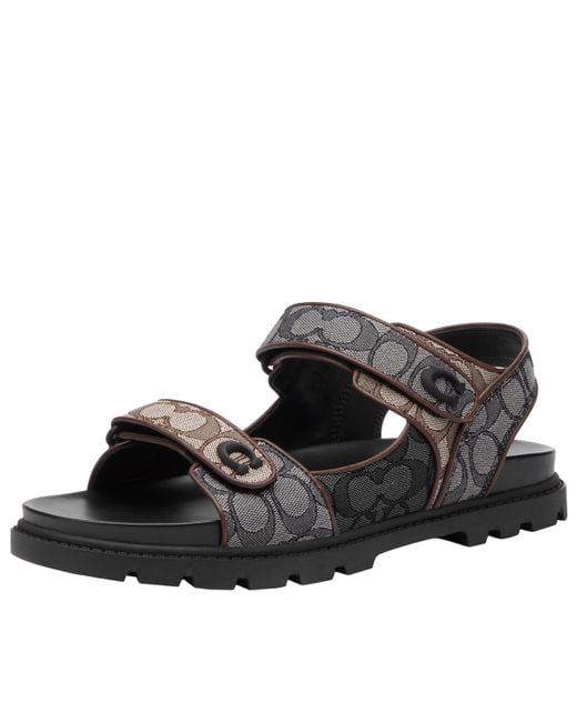 COACH Black Platform Sandal In Signature Jacquard for men
