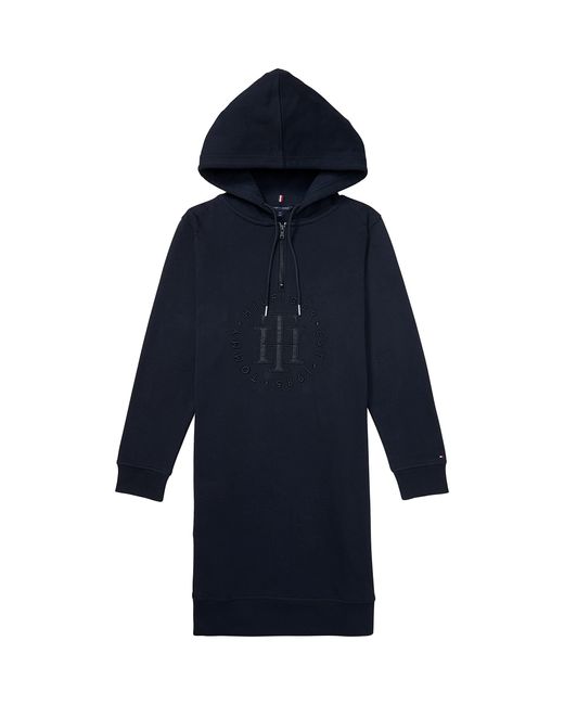 Tommy Hilfiger Blue Adaptive Th Hoodie Dress With Zipper Closure