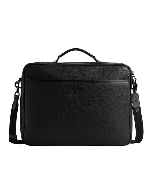 COACH Black Gotham Convertible Brief In Pebble Leather for men