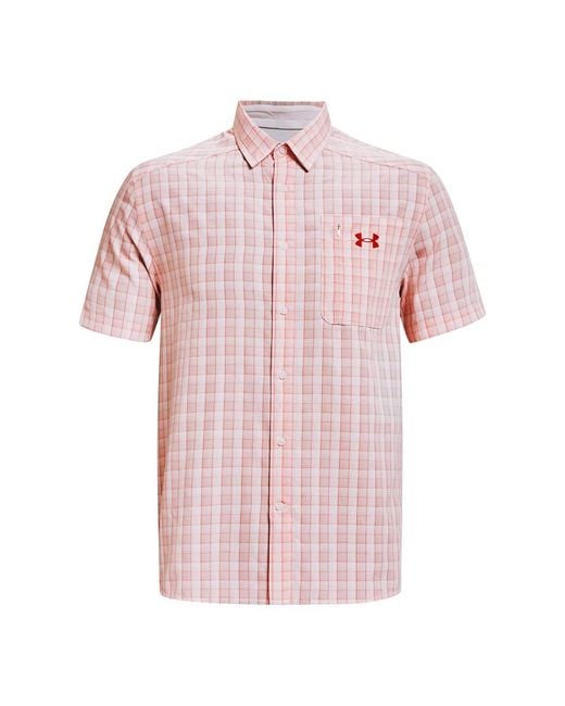 Under Armour Pink Drift Tide 2.0 Plaid Short-sleeve T-shirt for men