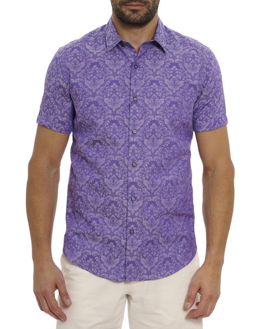 Robert Graham Purple 's Bayview Short-sleeve Button-down Shirt for men