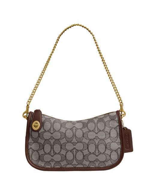 COACH Gray Swinger Bag In Signature Jacquard