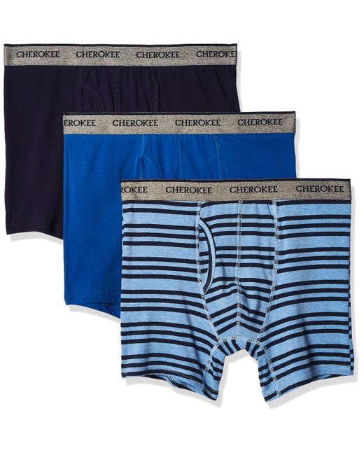 CHEROKEE Blue 3-pack Cotton Stretch Boxer Brief Underwear for men