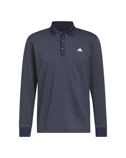 Adidas Blue Essentials Long Sleeve Polo Shirt for men