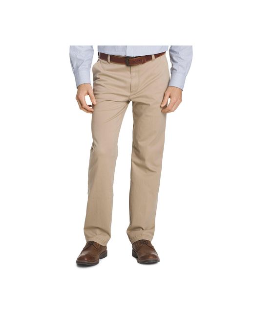 Izod Mens Performance Stretch Straight Fit Flat Front Chino Casual