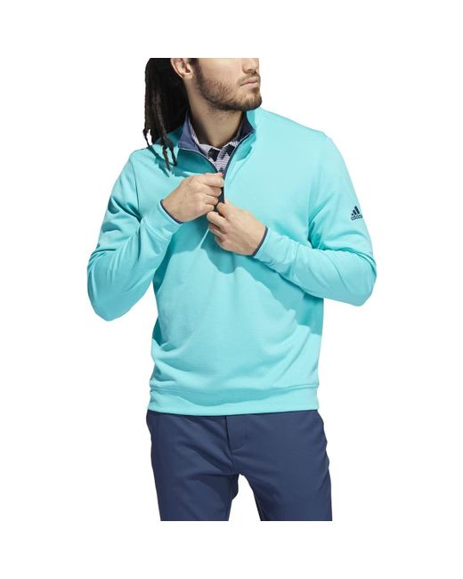 Adidas Blue Upf Quarter Zip Pullover for men
