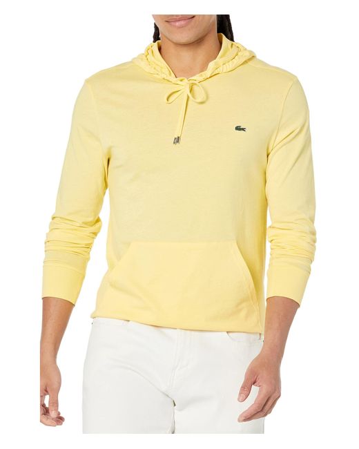 Lacoste Yellow Long Sleeve Hoodie Jersey T-shirt W/ Central Pocket for men