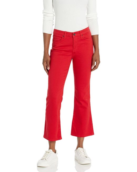 Emporio Armani Red A|x Armani Exchange Womens Garment Dyed Kick Flare Cropped Denim Pants Jeans