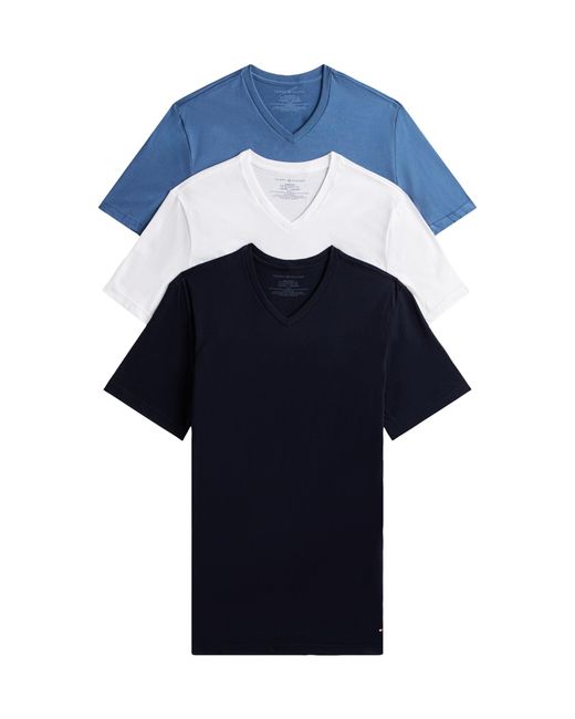 Tommy Hilfiger Blue Cotton Classics 3-pack V-neck Undershirts for men