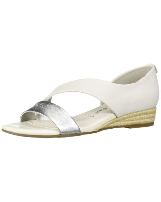 anne klein white wedge sandals