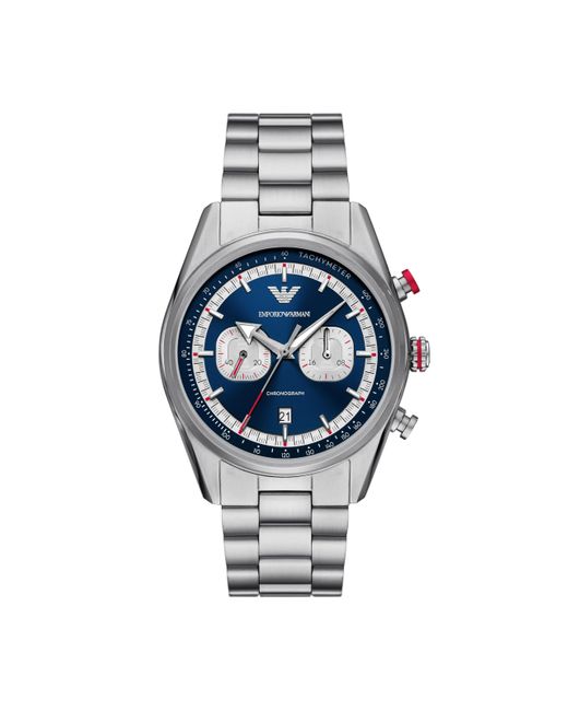 Emporio Armani Chonograph SIlver Dial Silver Steel Strap Watch For Men - AR1933
