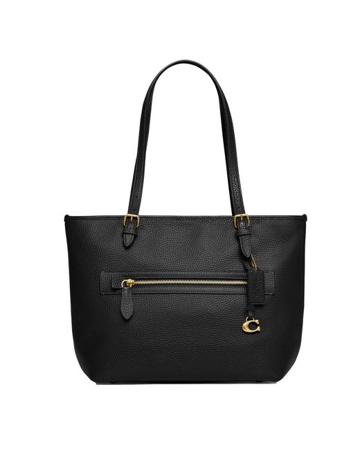 COACH Black Polished Pebble Leather Taylor Tote