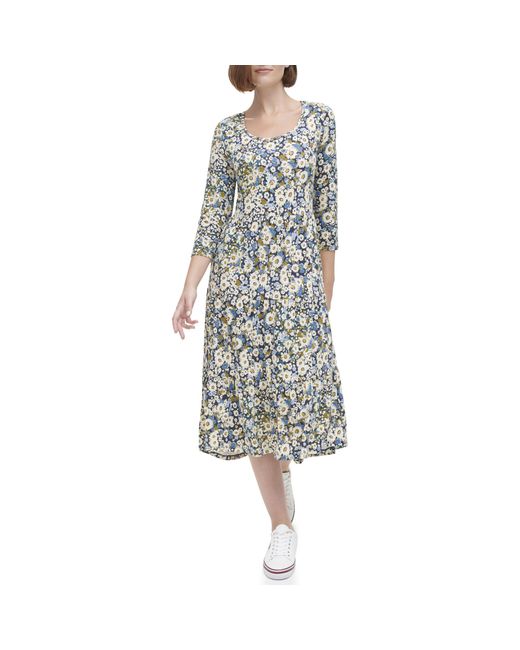 Tommy Hilfiger Tiered Stripe Midi Dress Lyst