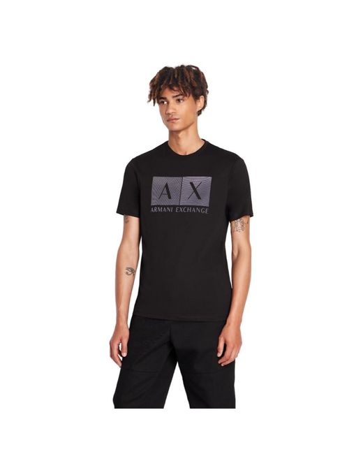 Emporio Armani Black A | X Armani Exchange Regular Fit Crew Neck Cotton Jersey Box Logo Tee for men
