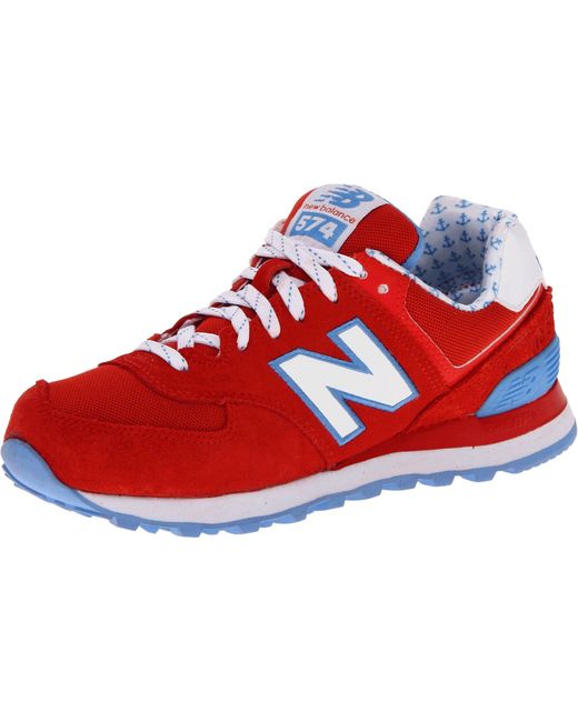 New Balance Suede 574 V1 Yacht Club Sneaker in Red/Blue (Red) | Lyst