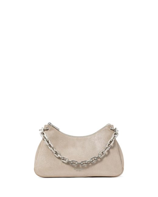 Kate Spade White Grace Glittler Suede Chain Shoulder Bag