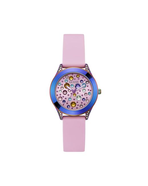Guess Blue Pink Strap Pink Dial Iridescent