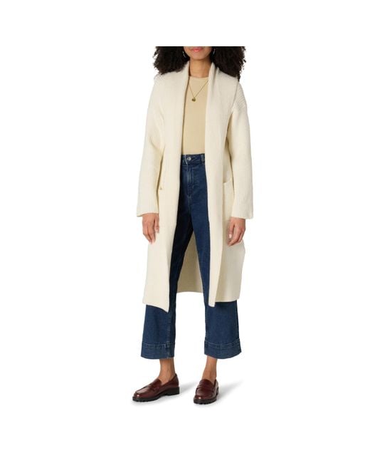 Amazon Essentials Blue Oversized-fit Cotton Blend Heavyweight Texture Stitch Long Cardigan Sweater