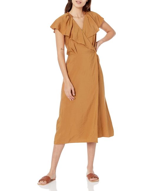 Vince Braid Trim Flutter Slv Wrap Dress Lyst