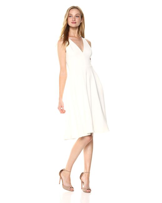 white fit and flare midi dress