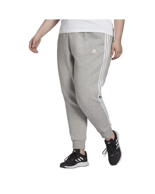 adidas Essentials 3-stripes Fleece Pants in Gray | Lyst