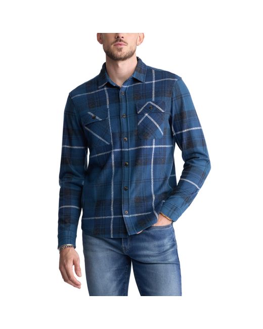 Buffalo David Bitton Blue Long Sleeve Button Down Blanket Shirt for men