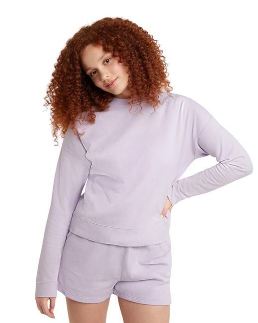 Hanes Purple , Fleece Pullover, Soft Garment Dyed Crewneck Sweatshirt, Future Lavender