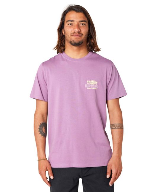 Rip Curl Purple Graphic Short Sleeve Crew Neck T-shirt for men
