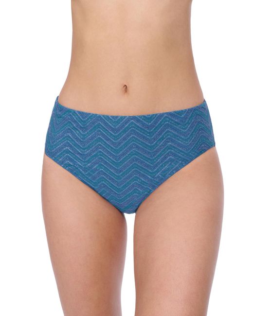 Gottex Blue Standard Seamless Classic Swim Fully Lined Bottom In Metallic Jade Tummy Control Swimwear Essential