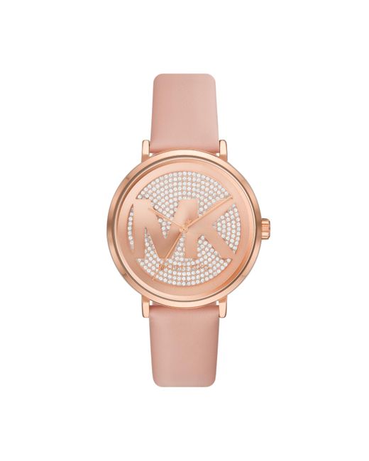Michael Kors Pink Addyson Three-hand Blush Leather Watch