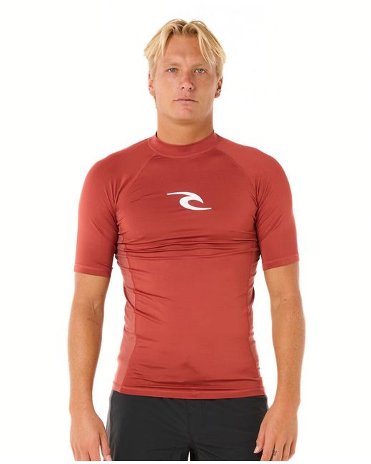 Rip Curl Waves Short Sleeve Rash Guard Top Upf 50 T Shirt Bluestone Size Xxl for men