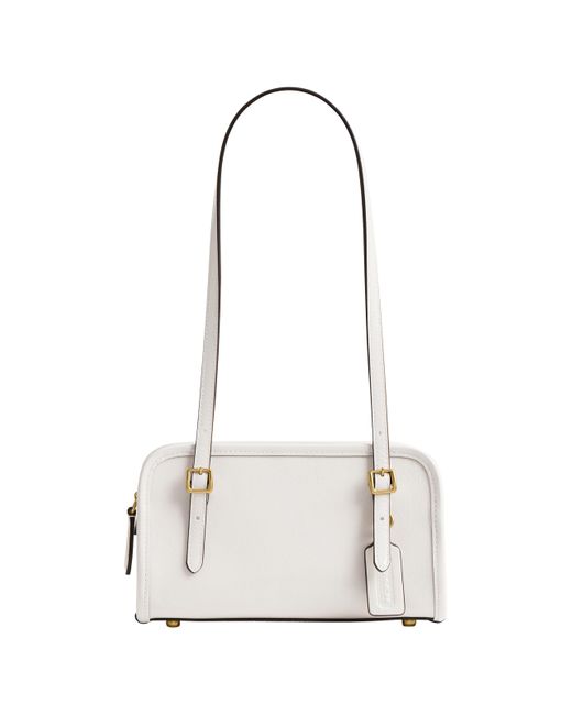 COACH White Crinkle Patent Swing Zip Bag 20