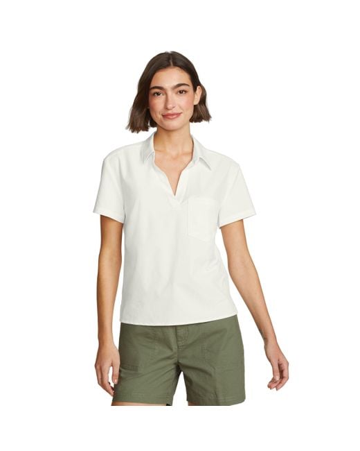 Eddie Bauer Women's White Petite Departure Short Sleeve Collared