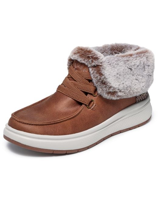 Skechers Brown Hands Free Slip-ins Skip Cute Wave-fur Fancies Boot