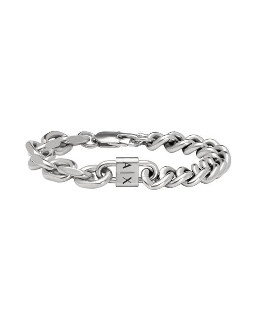 Emporio Armani Metallic A|x Armani Exchange Stainless Steel Chain Bracelet for men