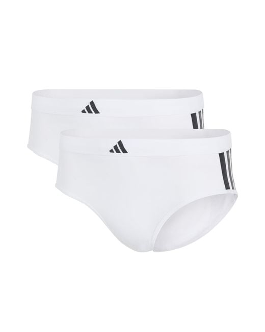 Adidas White S 3 Stripes Active Essentials Cotton Hipster Underwear 2-pack
