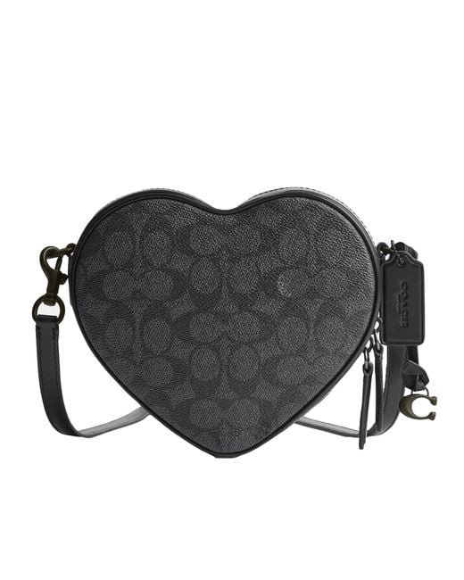 COACH Black Collection Coated Canvas Signature Heart Crossbody