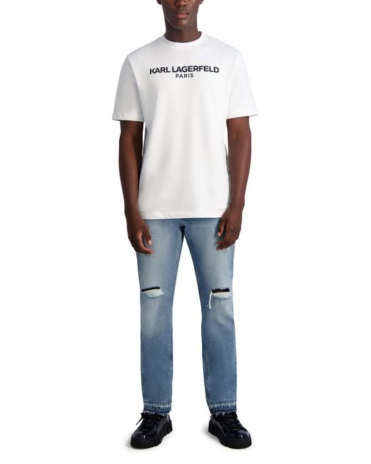Karl Lagerfeld Blue Paris Leather Pocket Wash Denim Pant for men