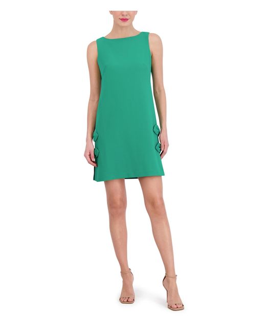 Vince Camuto Green Stretch Crepe Shift With Bow Detail Down Sides