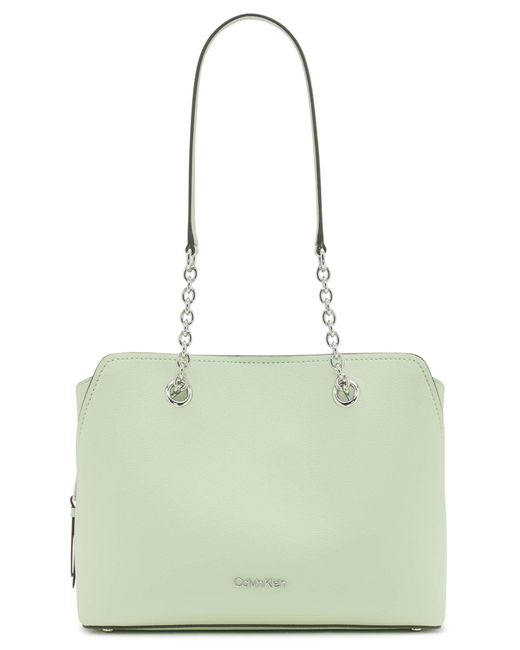 Calvin Klein Leather Hailey Micro Pebble Triple Compartment Chain