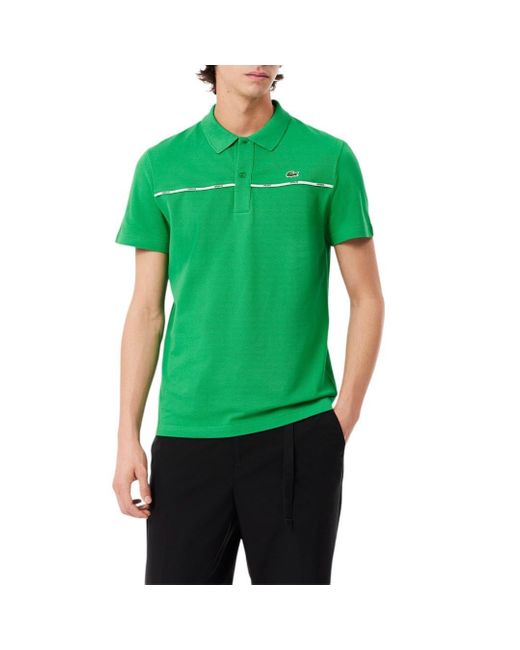 Lacoste Green S Seasonal Short Sleeve Regular Fit Contrast Piping Polo for men