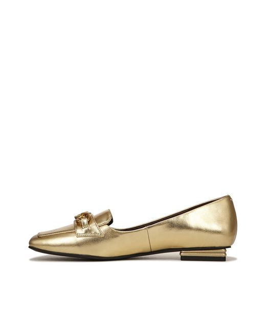 Franco Sarto Natural S Tiari Slip On Square Toe Loafers Gold Metallic 5 M