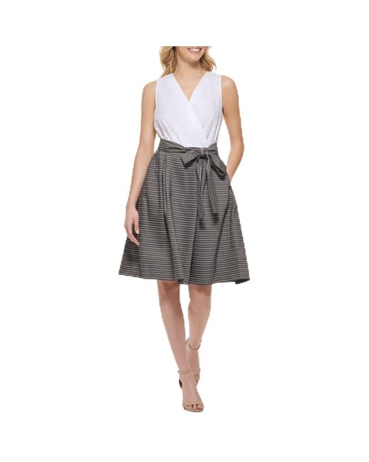 Tommy Hilfiger Gray Sleeveless Printed Skirt Dress