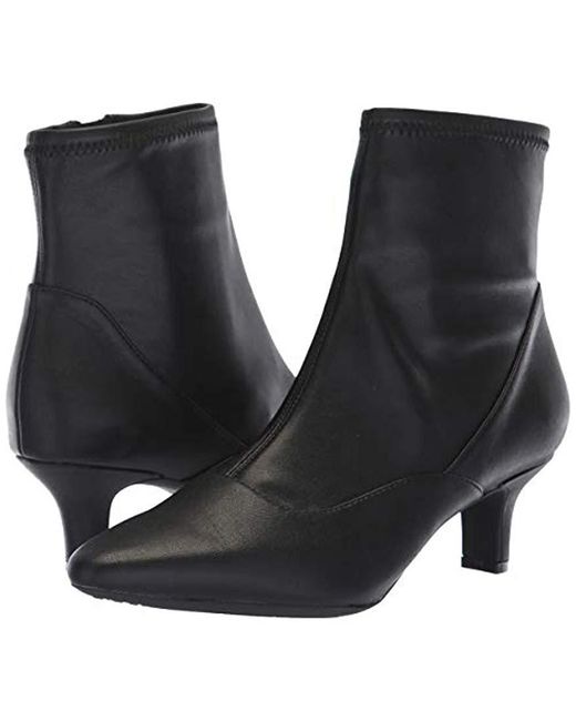 black stretch booties low heel